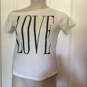 Off The Shoulder Love Graphic T-Shirt